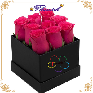 Großhandelspreis Quadrat Herzförmige starre Pappe Rose Flower Paper Box