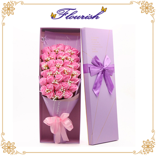 Gold Stamping Purple Cardboard Bouquet Überraschungsbox
