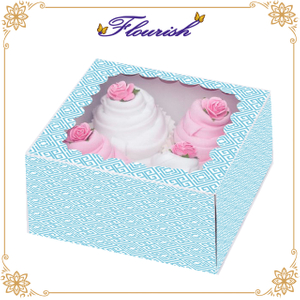 Zarte blaue Farbe Art Paper Cupcake Bakery Window Box
